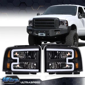Conversion LED Black/Amber Headlights Fit For 2005-07 Ford F250 F350 Super Duty - Picture 1 of 10