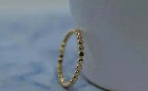 14k Solid Gold Flat Full Beads Ring Stacking Dainty Minimalist 2mm Dot Ring NS8. - Picture 1 of 12