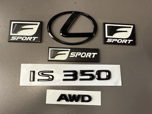 Gloss Black Emblem Badge Logo F Sport Fits 2014 to 2020 Lexus IS350 AWD - Picture 1 of 19
