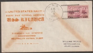 US Naval Cover 1941 USS Kilauea Ship/ First Day Postal Service - Picture 1 of 2