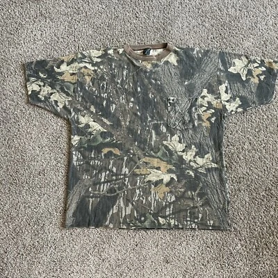 VTG MOSSY OAK Treestand Camo Single Stitch Pocket T-Shirt size XL - Image 1 of 4