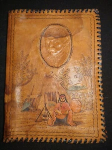 Rare Antique Native American Painted Designed Leather Book Cover 8.25 Inches - Picture 1 of 12