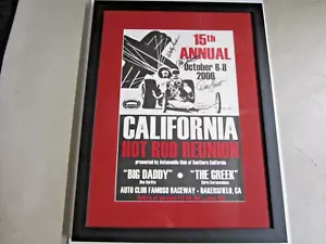 Poster NHRA 06 15° Annuale Autografato California Hot Rod Reunion Famoso Incorniciato - Foto 1 di 7