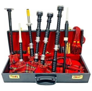 Great Highland Scottish Silver Mounts Rosewood Black Royal Stewart Bagpipes - Picture 1 of 7