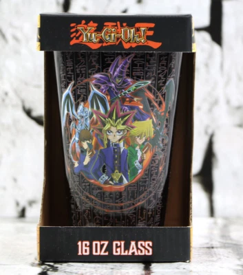 Yu-GI-OH 16 盎司饮用玻璃红蓝眼睛黑魔法师 Yugi Kaiba Joey — 第 1/4 张图片