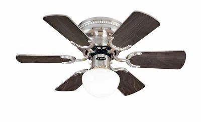Small Ceiling fan Light with Pull Cords Mini Fan with Luminaire Petite Nickel - Image 1 of 4