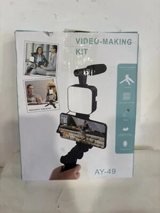 Smartphone Video Making Kit W/Tripod LED Light Microphone Phone Holder NIB - Picture 1 of 20