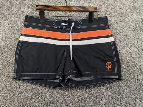 San Francisco Giants Women's XL Black & Orange Embroidered Board Shorts MLB NWOT Cover