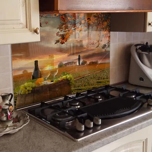 PARED TRASERA DE COCINA protección contra salpicaduras cocina vidrio templado vino vista marrón - Imagen 1 de 3