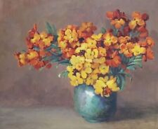 Antike Zeichnung Stillleben, Gelber Blumenstrauß in einer Vase, ca. 1910