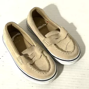 Janie And Jack Toddler Boys Size 9 Tan Cream Suede Loafers Slip On Shoes - Picture 1 of 11