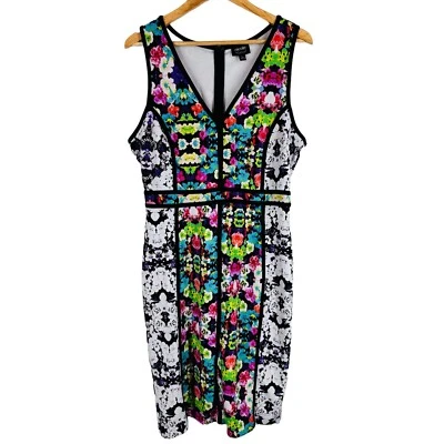 Vestido formal Nicole Miller floral tejido al cuerpo cambio cóctel grande Foto 1 de 4