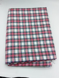 100% Irish Linen Fabric craft Red Navy Green Yellow Check 60 X 16" approx SK02 - Picture 1 of 7