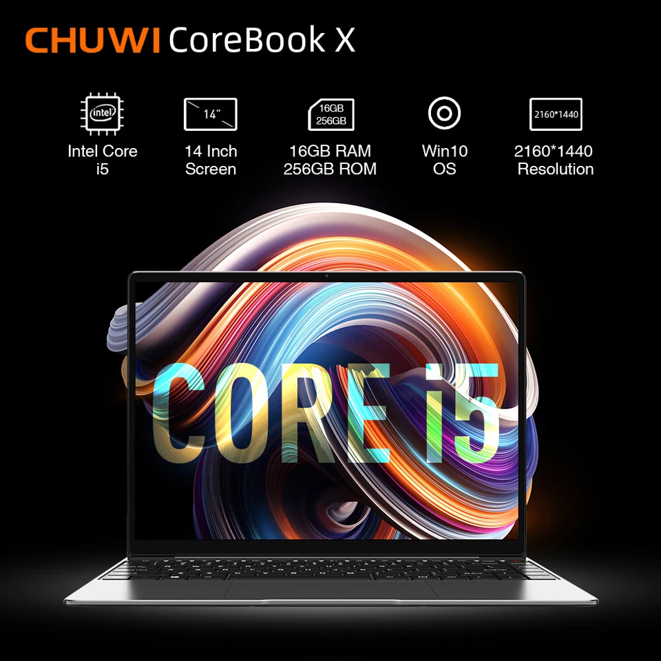 CHUWI CoreBook X Laptop Core i5 Light Gaming Business 16GB RAM 512GB SSD Win 11 - Image 1 of 4