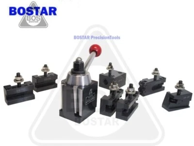 BOSTAR BXA 250-222 Wedge Type Tool Post Set Lathe10-15" W. 2 Extra Tool Holders