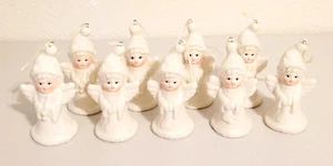 Lot of 9 White Bisque Porcelain Bell Angel Ornaments 4.5" - Picture 1 of 6