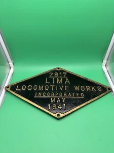 May 1941 Lima Locomotive Works Train Builders Plaque Sign Aluminum Reproduction - Picture 1 of 9