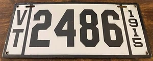Vintage 1915 Vermont License Plate 2486 4 digit PORCELAIN - Picture 1 of 6
