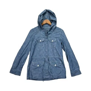 Camisa De Colección Ralph Lauren LRL Mujer Azul Cambray Manga Larga Sudadera con Capucha Chaqueta XS - Imagen 1 de 4