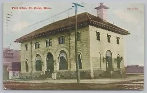 St Cloud MN~Men Chat on Post Office Steps~Cigars For Sale~Theatre Posters~1909 - Picture 1 of 2