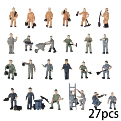 25pcs Set Ho Scale 1:87 Model Train Layout Painted Figures Railway Worker People - Image 1 of 4
