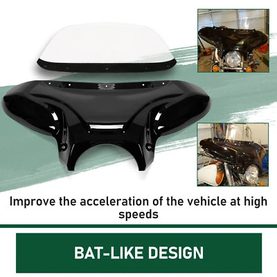 Universal Front Fairing Batwing Windshield For Harley Yamaha Suzuki Honda - Image 1 of 4