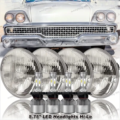 4 шт светодиодных фар дальнего/низкого света 5 3/4 дюйма 5,75 дюйма для Ford Galaxie 500 1962-1974 - Изображение 1 из 4