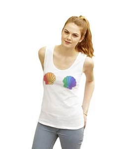 Womens LGBTQ Rainbow Shells Gay Pride March Lady Fit White Vest Top - Picture 1 of 13