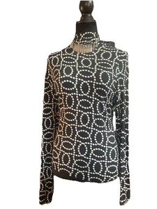 H&M Women Shirt Size XL BLACK & White Pullover Turtle Neck - Picture 1 of 4