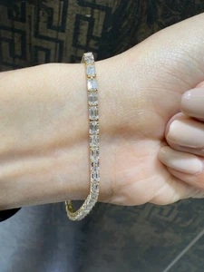 6.76ct D/VVS Lab Grown Diamond Tennis Bracelet, Yellow Gold - Picture 1 of 6