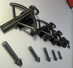 Lego Minifigure Utensil Lot of 5 Dark Gray Crossbows w/ silver bolts & backpacks - Picture 1 of 4