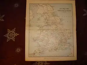 ANTIQUE ENGLAND WALES RAILROAD RAILWAY MAP SUPERB NR - Picture 1 of 1