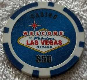 HIGH ROLLER CASINO $50 FANTASÍA Chip #B Royal Flush Las Vegas Nevada* - Imagen 1 de 2