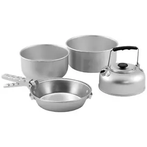 JUEGO DE COCINA FÁCIL CAMPAMENTO L AVENTURA CAMPING 4 PERSONAS 2 OLLAS SARTÉN HERVIDOR PINZA - Imagen 1 de 10