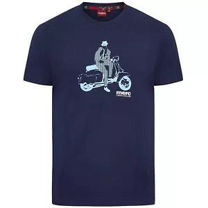 New Men's Merc London JAGGER Retro Mod Archive Rider T Shirt in Navy L 44" Chest - Picture 1 of 7