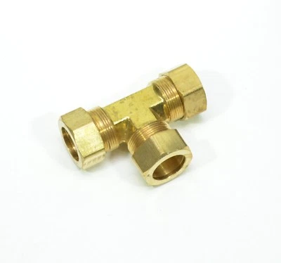 7/8" Tube OD Tee Brass Compression Fitting Adapter Plumbing Water Oil Gas - Image 1 of 4