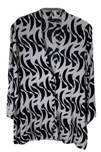 Chicos Travelers animal print jacket size 3 black and white one button closure - Picture 1 of 7