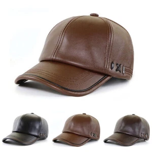 PU Cuir Casquette de Baseball Velours Chapeaux Casquette Réglable Hommes Femme - Picture 1 of 13