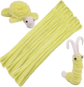 100 Pcs Chenille Stem Craft Supplies - Light Yellow Pipe Cleaners for DIY Arts & - Picture 1 of 7