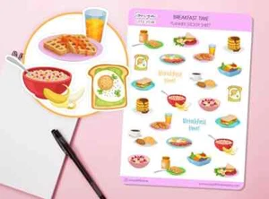 Breakfast Time Planner Stickers | Breakfast Meals Stickers | Breakfast Food Jour - Picture 1 of 2