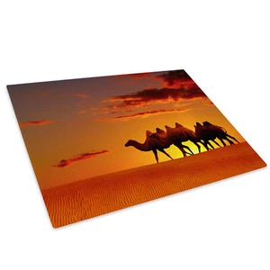 Wüstenkamel Sonnenuntergang orange Glas Hackbrett Küche Arbeitsplatte Sparer Schutz - Bild 1 von 3