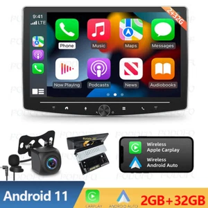 Android 11 Single Din Wireless Apple Carplay Car Stereo Rotatable Car Radio 32GB - Picture 1 of 23