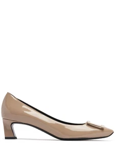 ROGER VIVIER Trompette Taupe Patent 45mm Leather Pumps New - Picture 1 of 4