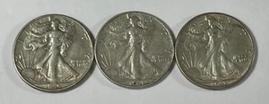 1943, 1945 & 1946 Walking liberty 50C (#18647) Abt AU original - Picture 1 of 2