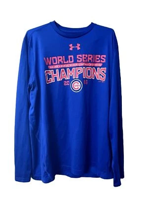 Under Armour Heat Gear Mens SZ L Chicago Cubs 2016 World Series Shirt Ex Cond - Image 1 of 4