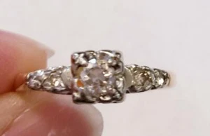 NEW PRICE! Vintage 14 Karat Natural Diamond Engagement Ring, .31ctw - Picture 1 of 7