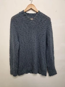 vintage guess jumper size large grey green wool blend long sleeve sweater pull - Picture 1 of 8