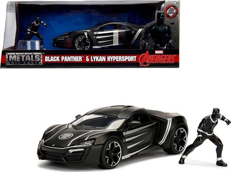 Jada Toys 99723 1-24 Lykan Hypersport With Black Panther Diecast Figure Marvel S
