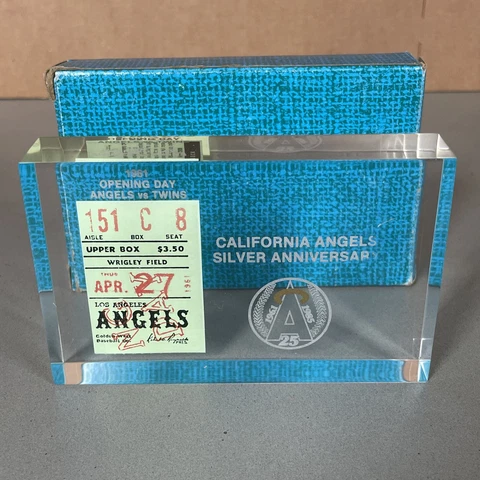 1985 CALIFORNIA ANGELS 25th ANNIVERSARY LUCITE OPENING DAY TICKET SOUVENIR Cover