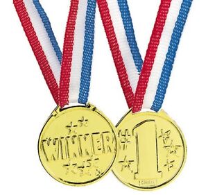 Goldtone "Winner" Medals - Item No. 39/1218 - Plastic - 24 Medals Total
